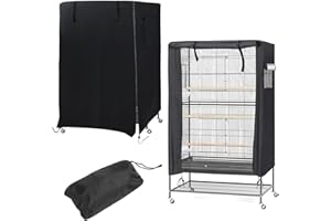 BANGMINDA Copertura per Gabbia per Uccelli Grande Copertura Impermeabile per Gabbia, Copertura Notturna Traspirante Antipolvere per Gabbia per Pappagalli, Panno Ombreggiante Animali, 97x60x130cm (Nero)