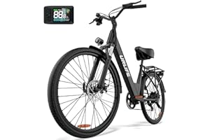 URLIFE Bici Elettrica Per Adulti Da 26", Bicicletta Elettrica con display LCD, 7 Velocità Batteria Rimovibile Autonomia, E-bike Per Pendolari Urbani