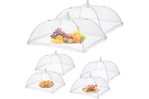 BOSCOW 6 Pezzi Coprivivande a Rete Pieghevole, Coprivivande a Rete Pop Up Copertura Alimentare Pieghevoli Tenda Protettiva per Alimenti per Barbecue Picnic Cucina Resistente a Zanzare Mosche