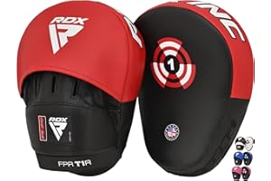 RDX Boxing Pads Focus Mitts Maya Hide Leather Curved Hook and Jab Target Hand Pads Great for MMA, Kickboxing, Martial Arts, Muay Thai, Karate Training Padded Punching, Coaching Strike Shield