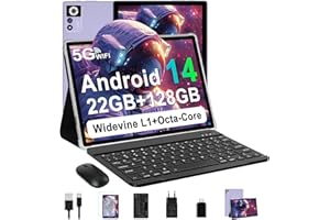 ZIOVO Android 14 Tablet 10 Pollici, 22GB RAM+128GB ROM (TF 1TB), 5G WiFi Tablets, Supporto Widevine L1/Octa-Core/8000mAh/Corpo Metallico/8+5MP, 2 in 1 Tablet PC con Tastiera e Mouse- Viola