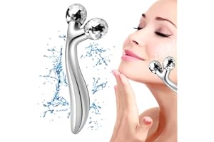 Irikdescia Urządzenie do masażu twarzy 3D, wałek do twarzy, obracany o 360°, wałek do masażu twarzy 3D, masażer do liftingu twarzy, modelujący, ujędrniający, odprężający mięśnie (srebrny)