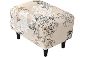 EBETA Spandex Fodera per poggiapiedi, Fodera per sgabello, Elastico Fodere coprisgabello, Rivestimento per pouf, elastico per pouf poggiapiedi (Ibisco)