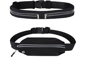 XIALVYU 2Pack Running Bags Slim Running Belts for Women and Men Reflective Run Waist Belt for Jogging with Headphone Port, Adjustable Elastic Strap