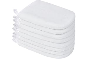 PHOGARY Paquete de 8 Piezas de Manoplas de baño Guantes para lavarse tamaño Colgador Premium, Blanco, 15x21 cm