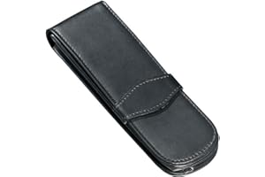 ONLINE Skórzany piórnik, wykonany z prawdziwej skóry, czarny, na dwa długopisy, smukły, elegancki dodatek dla niej i dla niego