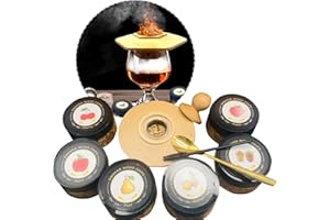 VUSDDY Kit d'humidificateur à Cocktail, 6 Copeaux de Bois pour Cocktail, Ancien Fumoir à Whisky, Fumoir à Whisky pour Cocktails, Vin, Whisky, Bourbon, Cadeau pour Amateurs de Cocktails