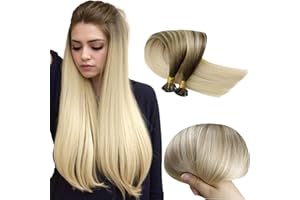 ‎RUNATURE RUNATURE Bonding Extensions Echthaar Braun Balayage Blond 55cm Lang Extensions Echthaar Bondings Braun Balayage Ombre Blond Haarverlängerung Echthaar Bondings 1g 50 Strähne #BA8/60