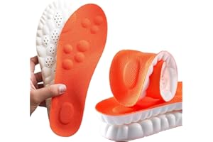 EWAYZ 4d Cloud Comfort Boosting Massage Insoles, 4D Memory Foam Thermal Insoles with Arch Support for Men and Women (Large Orange 43-44)