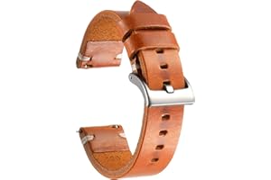 Berfine Pasek do zegarka z prawdziwej skóry, vintage, ręcznie wykonany, szybkie odpinanie, dla mężczyzn i kobiet, 18 mm, 20 mm, 22 mm, 24 mm