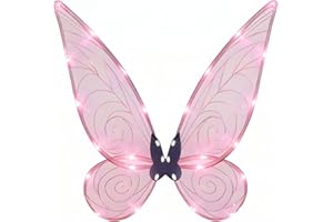 YEETEESY Feenflügel Leuchtende Schmetterlingsflügel Prinzessinnenflügel Damen Mädchen Flügel Kostüm Wings Cosplay für Weihnachts Geburtstags Party
