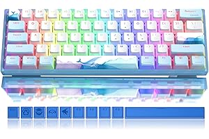 Womier 60% Prozent Tastatur, WK61 Mechanische RGB Wired Gaming Tastatur, Hot-Swappable Blue Ice Whale Tastatur mit PBT Tastenkappen für Windows PC Gamer - Linear Red Switch