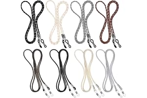 Nogeqi 8 stycken glasögonband av läder, justerbar glasögonkedja läder, glasögonband, universellt glasögonband för män kvinnor