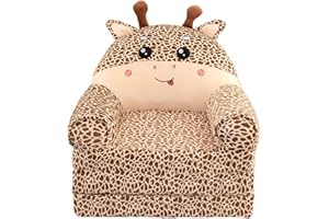 GENERISCH Sofá plegable para niños, sillón reclinable, sofá plegable 2 en 1 para niños, bonito sofá de dibujos animados sin relleno ni núcleo acolchado (caqui, 120 x 55 x 20 cm)