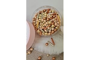 CAKE N BAKE Metallic/Shimmer Balls Edible Cupcake Cake Topper Sprinkles (35g Pouch) (Nude, gold, Copper Rod)