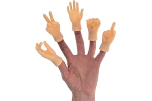 Marionnette pour les doigts en forme de main - Poing serré et levé, doigt d'honneur, V de la victoire, signe du OK et salut de la main gauche ou droite (aléatoire)