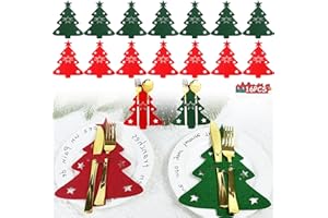 AIXIMA Bolsa para Cubiertos de Navidad,16 Pcs Cestas para Cubiertos de Fieltro Navideño,Navidad Titulares de Cubiertos,para la Decoración de la Mesa de Navidad