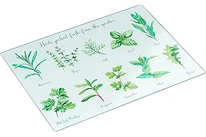Tala Herbs Design - Protector de encimera de vidrio endurecido, antideslizante, multifuncional, mide 30 x 40 cm