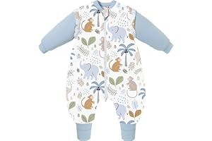 Chilsuessy Sleeping Bag with Feet,2.5 Tog Sleeping Bag Baby, Removable Sleeves,Toddler Sleeping Bag with Legs, Baby Sleeping Bag Winter,Toddler Sleep Sack, Elephant/2.5 Tog, 2-3 Years