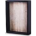Upstreet Shadow Box Display Case – Black Wooden Shadow Box Frame - Showcase Bottle Caps, Shells, Ticket Stubs, Airline Tickets, Ideal for Memorabilia Photos, Flowers, & Medals (10 x 8 in)