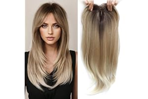 NEXYSHE Hair Toppers for Thinning Hair 18inch Hair Pieces for Women 6.5X6.5 Inch Hair Topper Adding Extra Hair Volume, Natural Straight Hairpiece Super Soft Feel Like Real hair