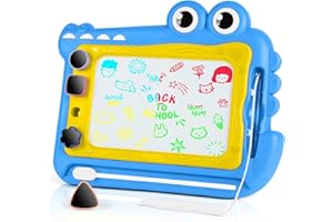 OFFCUP Magnetic Drawing Boar, Toddler Boy Girl Toys for 1-5 Year Old, Doodle Pad with Pen Stamps, Learning Educational Toys for 1 2 3 Baby Kids Birthday Gift (Blue-Crocodile)