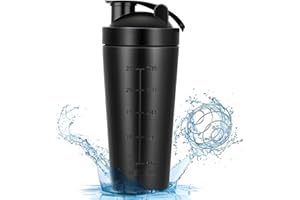 laoonl Edelstahl Protein Shaker, 750ml Classic Loop Shaker mit BlenderBall, BPA Frei Protein Shaker Edelstahl für Laufen, Fitness, Yoga und Andere Sportarten usw