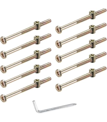 Jeu De 2 Boulons Et écrous De Barillet Pour Cadre Futon - Tête 1/2", Noir, Métal, Neuf