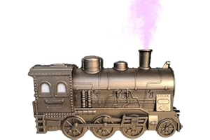 GIVOKE 300ml Retro Steam Train Humidifier for Bedroom, Remote Control Essential Oil Diffuser Mist Humidifier with Auto Off/7 Light/Simulated Train Sound for Home Office Desktop (A)