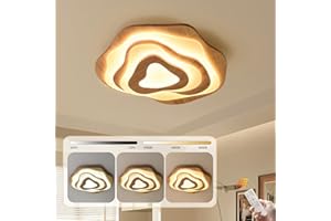 YYUTLUO Plafonnier LED En Bois, Nuages Ø57cm 50W=3500lm, Plafonnier Pour Chambre D'Enfant Intensité Variable 3000K-6000K, Abat-Jour En Acrylique Léger En Forme De Cœur, Plafonnier Enfant Rond Moderne