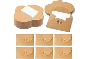 Zorplex 100 Pièces Mini Bustes in Carta Kraft con 100 Biglietti Bianchi, Buste con Chiusura a Cuore, Bustes Piccole per Biglietti Regalo, Feste, Matrimonio, Natale e Progetti Fai Da Te (100)