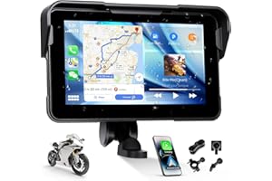 SIXTOP CarPlay Moto con CarPlay y Android Auto Inalámbricos, Pantalla Táctil Impermeable de 5 Pulgadas con Bluetooth Dual, Navegación GPS y Siri