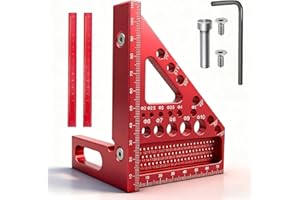 XIANSINI 3D Carpenter Square,High Precision Speed Square,Precision Woodworking Tool,22.5-90 Angle Measurement Tool,Multi-functional Engineers Square with 2 Woodworking Pens for Engineers Wood working