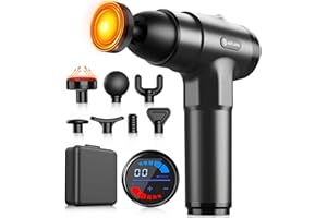 Pistolet de Massage,AERLANG Pistolet de Massage avec Chaleur,Masser les muscles,Silencieux Masseur dos et cervicales avec 20 Niveaux Réglables,Charge de Type-C, Cadeau Anniversaire Femme&Homme