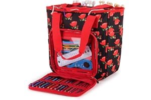 Coopay Sac fourre-tout portable avec plusieurs compartiments pour fournitures de crochet et de tricot