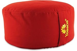 ‎YOSANA Yosana Yogakissen Meditationskissen, rund, mit Bio-Dinkelfüllung aus Deutschland - Yoga Kissen mit 17cm Sitzhöhe & 35cm Durchmesser, Sitzkissen Boden mit waschbarem Biobaumwolle Bezug und Tragegriff