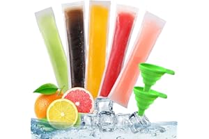 MILALOKO Lot de 100 sacs jetables pour sucettes glacées faites maison avec entonnoir en silicone