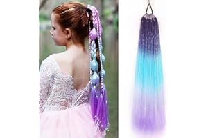 JIAMEISI Rainbow Ponytail Extensions With Hair Tie 1 Packs 100g Coloured Hair Extensions for Braiding 26 inch Colorful Ombre Mermaid Pony Tail Synthetic Hair Extensions for Girl Women(#3-8)