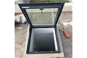 ERRULAN Large Egress Roof Window, Aluminum Flat Roof Lighting Well Window with Double-Layer Tempered Glass, Flush Mount Roof Access Hatch Door for Attic/Sun Room(80x100cm/31.5x39.4in)