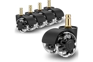 AMTAKE Bürostuhl Rollen 5er Set 10x22mm für 1KEA, Schreibtischstuhl Rollen für Gaming-Stühle, Bürostuhl-Räder Ersatzrollen für Hartböden, Parkett, Teppich, Laminat und Fliesen, Keine Kratzer(Black)