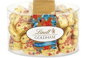‎LINDT Lindt Schokolade Mini GOLDHASEN Blumen Edition | 2 x 200 g (20 Mini-Hasen à 10 g) | Premium Vollmilch-Schokolade in Hasenform zu Ostern | Osterschokolade | Schokoladengeschenk | Schokohase | Osterhase