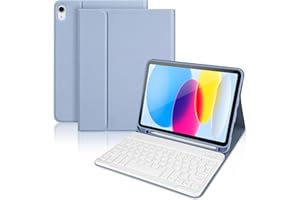KTOITION Keyboard Case for iPad A16 11th Generation 2025 and 10th Generation 2022 (11/10.9 inch), Detachable Bluetooth Keyboard Cover with Pencil Holder for iPad 11/10 Gen, Blue