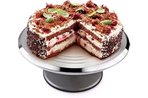Uten Présentoir à Gâteau en Aluminium, 12in Tournant de Gâteau Rotatif, 6-12 Personnes en Rond Plateau Support de Gâteau pour Fête d'anniversaire, Festival, Mariage, Presentoir Buffet Evenement