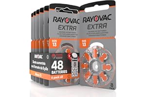 UDIVITA 48 Hearing Aid Batteries Size 13 Rayovac (Orange) PR48 Zinc-Air with Sound Fusion Technology - 6 Blisters of 8 Batteries