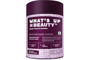What's Up Wellness Biotin Gummies for Hair Growth, Beauty Skin & Hair Gummies for Bright Skin & Strong Nails, Vitamin A to E,