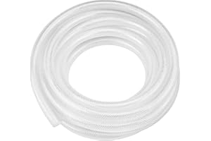 MEKSULAR Clear Braided PVC Hose 16mm ID (5/8"), 3 Metre, Reinforced Heavy Duty Tubing for High Pressure Usages, Flexible for Water Gas Oil Tube, Food Grade
