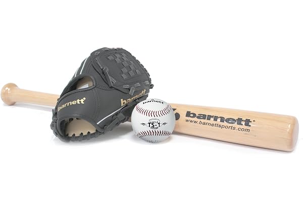 BARNETT BGBW-1 (BBW-32, JL-120, BS-1) Set Baseball, Batte en Bois, Gant, Balle Senior