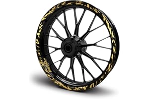 ‎FINEST FOLIA 16-teiliges Set Felgenrandaufkleber Sticker für Motorrad Auto Felgen Future Design Komplett Set Felgenaufkleber für 15" 16" 17" 18" 19 Zoll MR017 (Gold Metallic, Glanz)