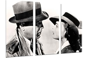 CUADROS CÁMARA Tableau Moderne Photographique, Impression sur bois, Histoire Cinéma Hollywood, Humphrey Bogart, Ingrid Bergman, 97 x 62 cm, ref. 26373