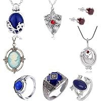 Lego Vampire Diaries HJYZY Lot De 12 Colliers Avec Pendentif En Cristal Saphir The Vampire Diaries - Bague Klaus Mikaelson Pour Les Fans Argenté Pop Vampire Diaries